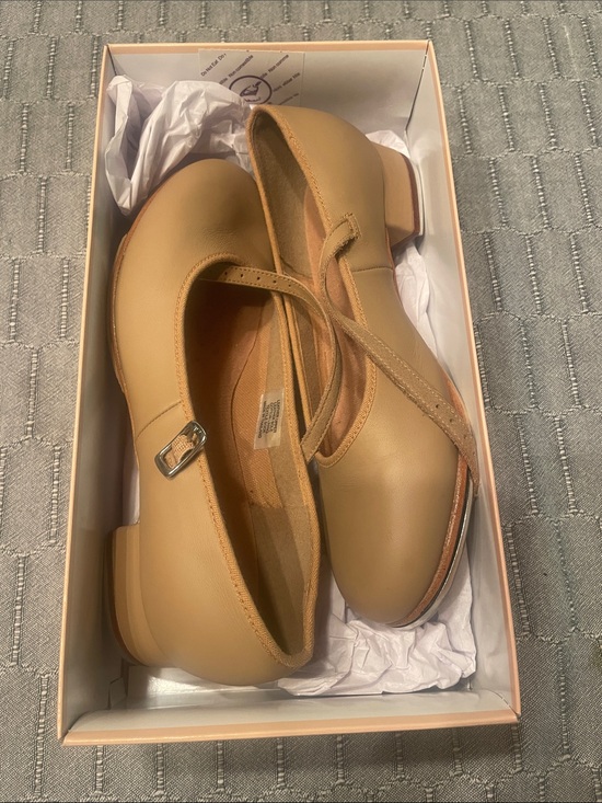 Bloch Shoes - Bloch Tan Mary Jane Flats with Low Block Heel